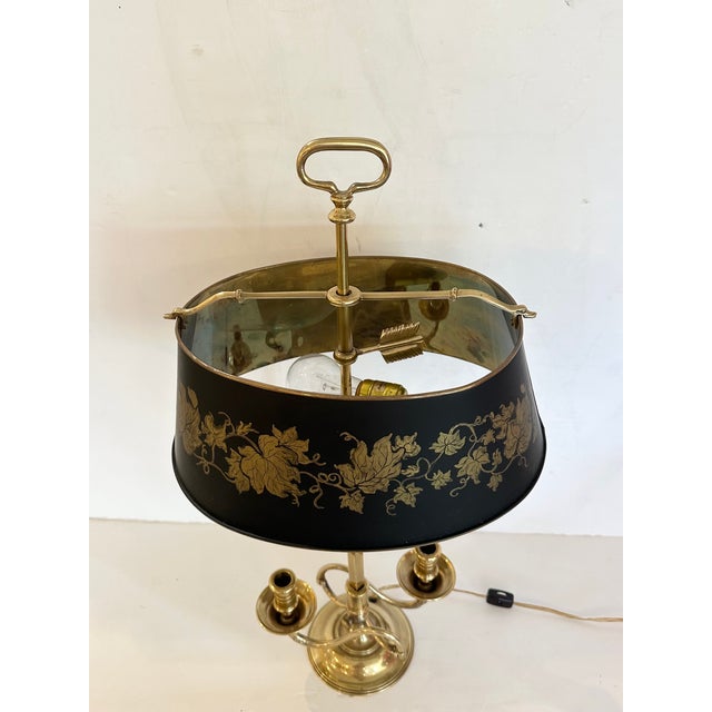 Metal 1970s Frederick Cooper Handpainted & Brass Buillotte Table Lamp For Sale - Image 7 of 8