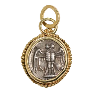 Antique Owl Pendant Trimmed in 18kt Gold