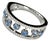 Late 20th Century 14K White Gold Blue Diamond Band Ring Size 7 Designer Estate For Sale