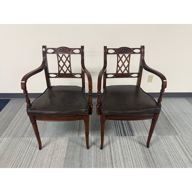 Brown English Style Regency Armchair by Maitland Smith ~ a Pair For Sale - Image 8 of 10
