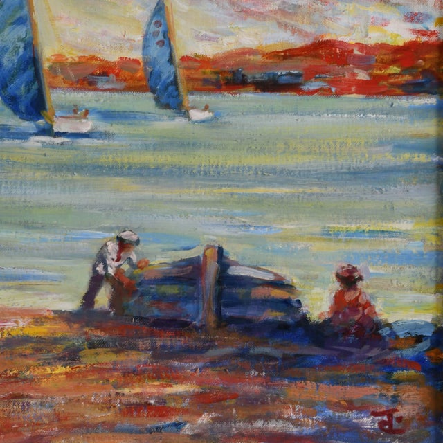 Impressionist Late 20th Century Signed Phillip Corley "Reflections of a Sailing Day" Oil on Board For Sale - Image 3 of 10
