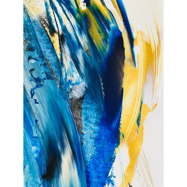 "Blue & Gold"Contemporary Abstract Acrylic Painting For Sale In Boston - Image 6 of 7