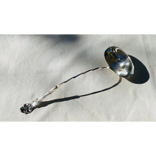 Baroque Large Antique Silver Plate Punch Bowl Ladle by f.b. Rogers, Baroque Handle For Sale - Image 3 of 12