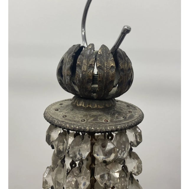 19thc Petite French Regency Bronze W/ Cascading Crystal Chandelier For Sale In Miami - Image 6 of 7