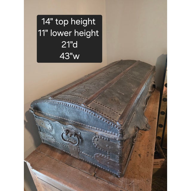 Dome Leather Trunk Owned by Dn. Raphael Zambrano For Sale - Image 10 of 11