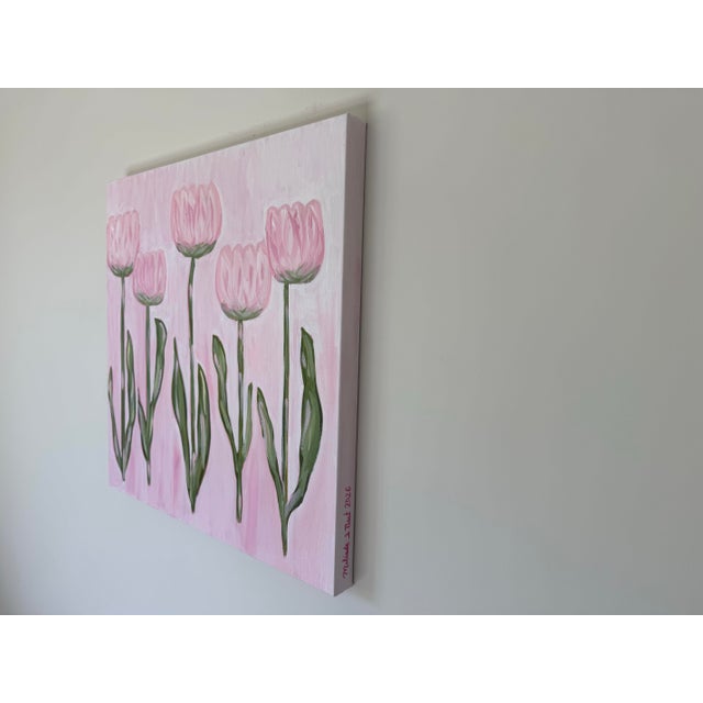 Abstract Modern Abstract Folk Art Floral Acrylic Painting, “Morning Blooms,” Framed, Signed, Dated For Sale - Image 3 of 7