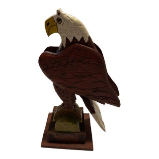 American Eagle Wood Folk Art Statue For Sale