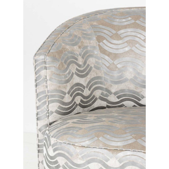 Mid-Century Modern Modern Gray Velvet Swivel Tub Chairs, Pair For Sale - Image 3 of 6