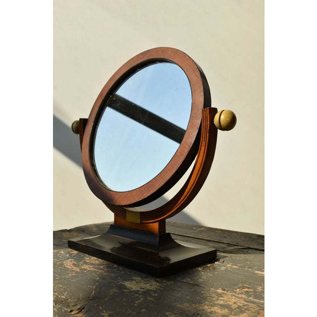 Vintage Art Deco Mutli-Tone Wood Tabletop Vanity Mirror, Circa 1930s-40s For Sale - Image 4 of 17