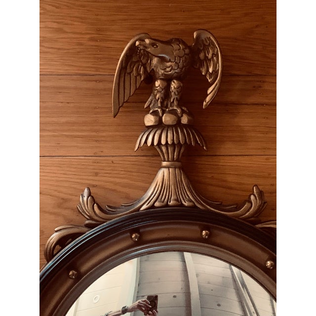 Traditional Regency Federal Convex Gilt Mirror Eagle Ball & Chain For Sale - Image 3 of 8