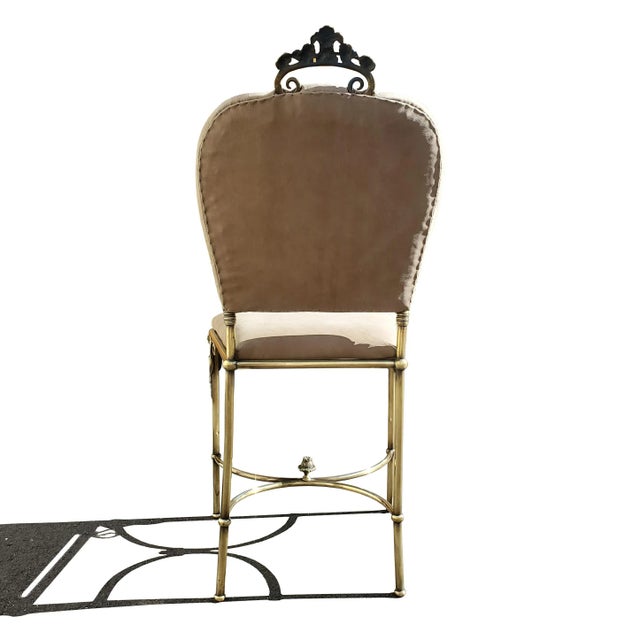 Maison Jansen An Italian Neoclassical Brass Single Side Chair - Vanity Chair For Sale - Image 4 of 8