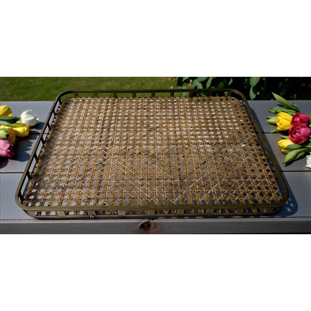 Christian Dior Style Lucite and Vienna Straw Italian Tray For Sale - Image 17 of 18
