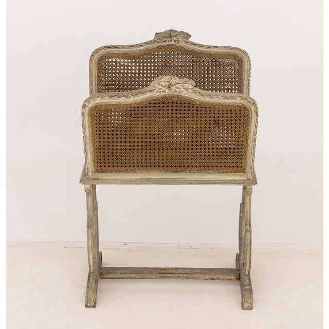 French Provincial French Provincial Cane Paneled Magazine Rack For Sale - Image 3 of 9