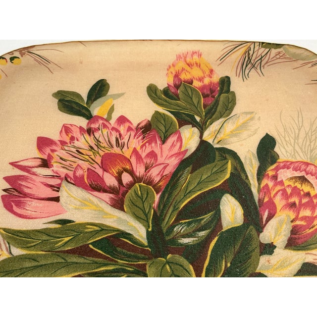 Vintage Exotic Flower Fabric Covered Tray For Sale - Image 9 of 11