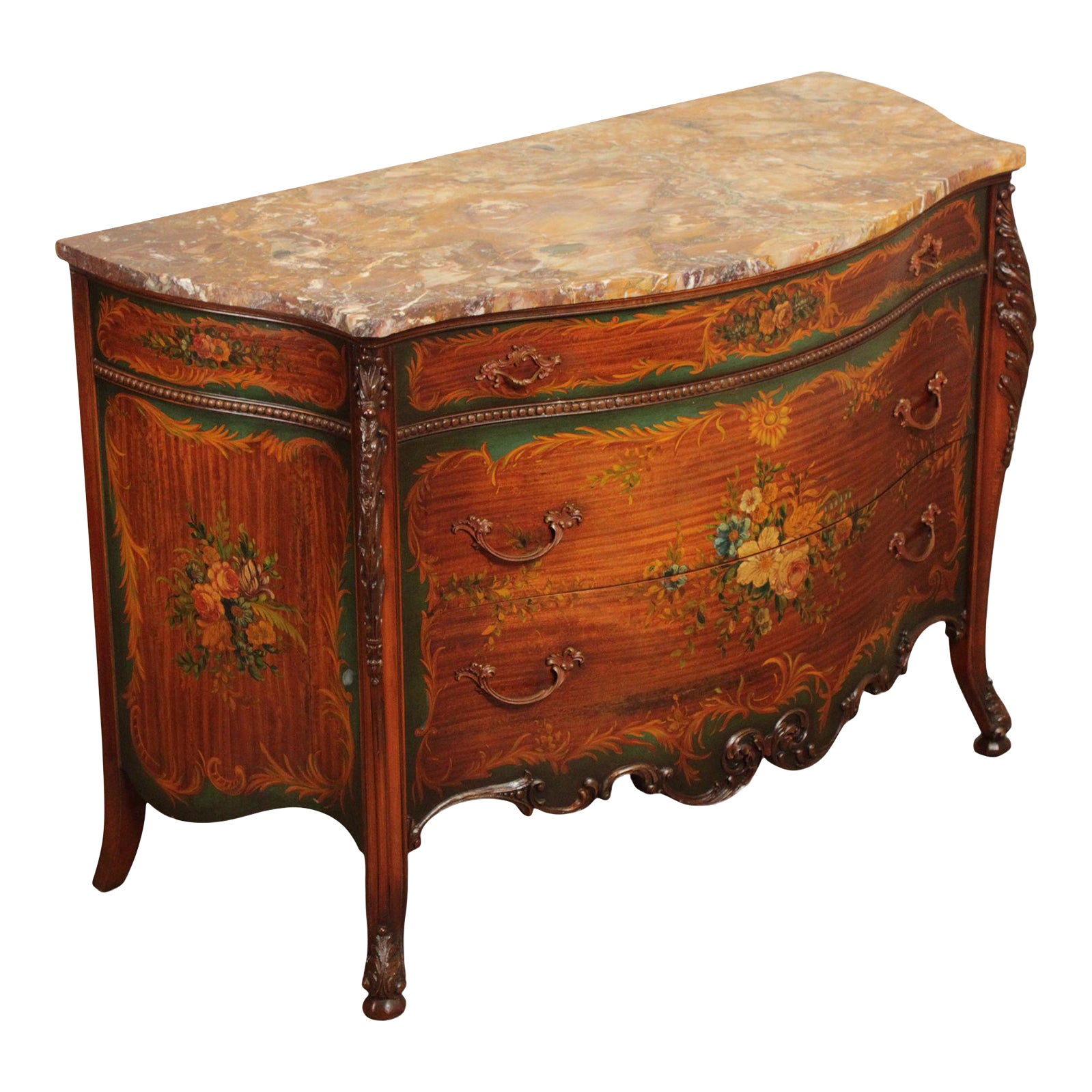 Vintage Johnson Furniture Co. French Louis XV Style Marble Top Paint