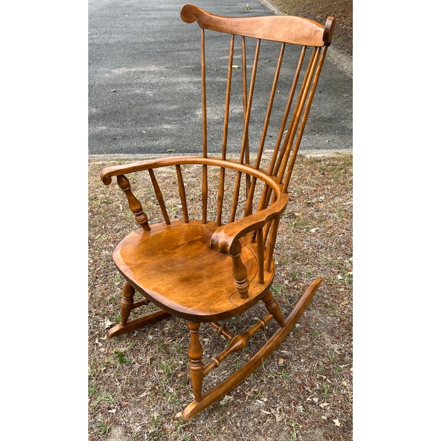 American Nichols & Stone Fan Back Windsor Rocking Chair For Sale - Image 3 of 12