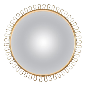 Mid-Century Modern Round Brass Mirror with Wavy Frame by Gio Ponti, Italy, 1950s