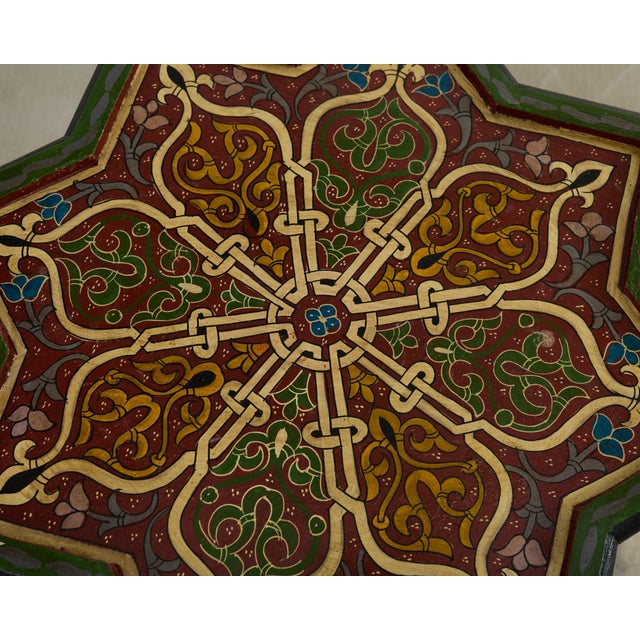 Moorish Middle Eastern Polychrome Star Shaped Drink Table For Sale - Image 4 of 15