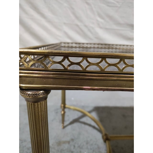 1940s French Louis XVI Style Brass & Marble Cocktail Table With Pierced Gallery For Sale In New Orleans - Image 6 of 8