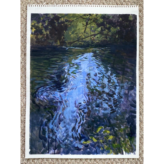 Impressionist Style Painting on Paper Part of the Moving Waters Series For Sale In Minneapolis - Image 6 of 6