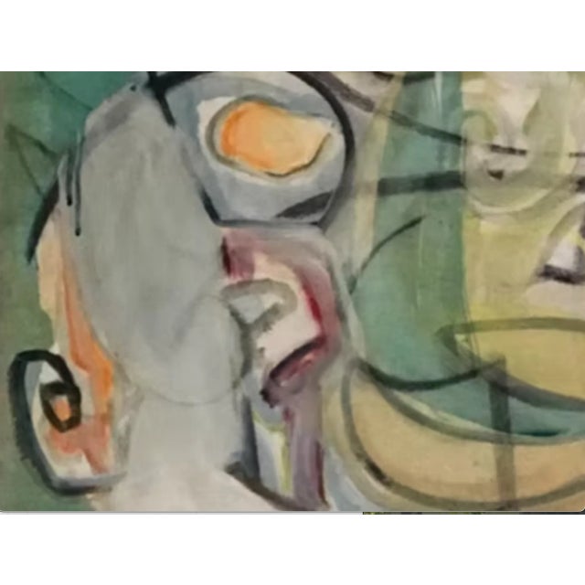 "Around and Back", 2003 Abstract, Contemporary, Mixed Media, Fine Art Painting on Canvas by Joe Ginsberg. Grey/Greens & Oyster Tones W/ Black Accents. For Sale - Image 9 of 10