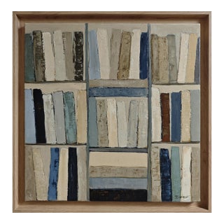 La Clarté Des Livres, Contemporary Oil Painting, Abstract Library, Framed by Sophie Dumont For Sale