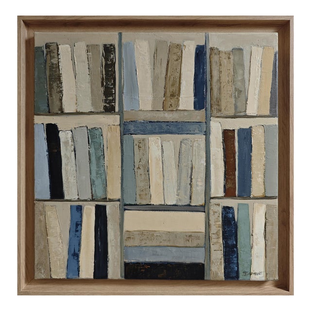 La Clarté Des Livres, Contemporary Oil Painting, Abstract Library, Framed by Sophie Dumont For Sale