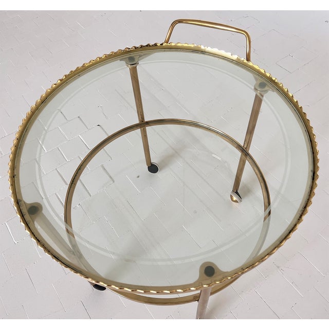 Brass and Glass Serving Cart from Vereinigte Werkstätten Collection, 1960s For Sale - Image 13 of 17