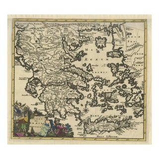 Antique Greek Map of Aegean Sea and Crete, 1697 For Sale