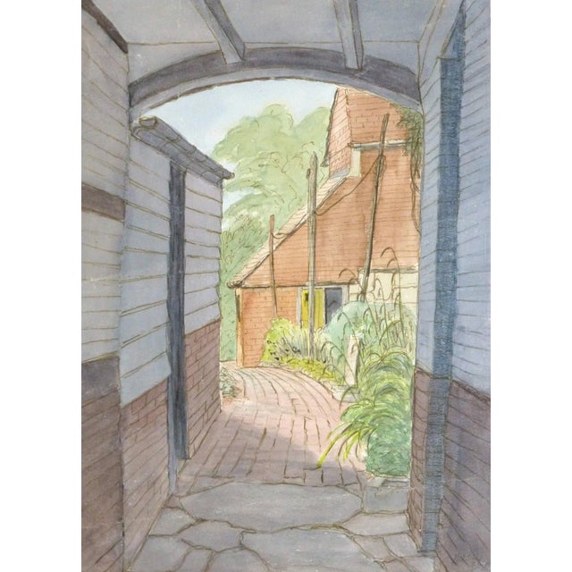1980s Vintage English Watercolor Landscape - Hallways Farmhouse For Sale - Image 5 of 5