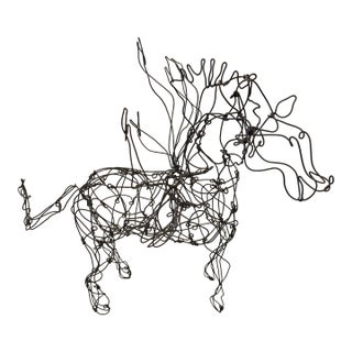 Folk Art Continuous Wire Pegasus Sculpture by Thai Varick For Sale