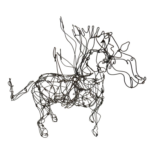 Folk Art Continuous Wire Pegasus Sculpture by Thai Varick For Sale