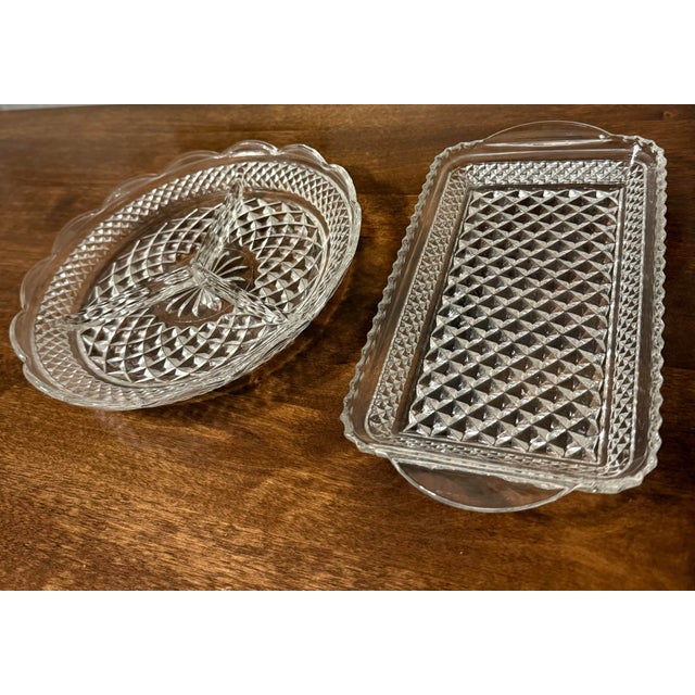 Anchor Hocking Mid 20th Century Anchor Hocking Wexford Divided Relish Dish and Tray For Sale - Image 4 of 10