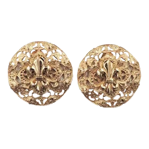 Vintage Napier Goldtone Fleur de Lis Clip Earrings - 2 Pieces