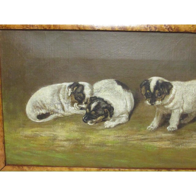 Brown Antique English Painting of Jack Russell Puppies at Play For Sale - Image 8 of 16