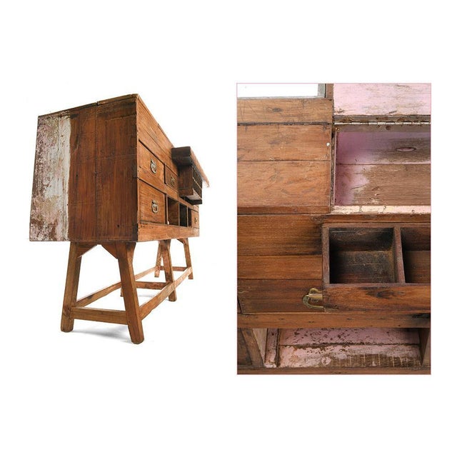 Wood Herbalist Glass Cabinet, 1940s For Sale - Image 7 of 8