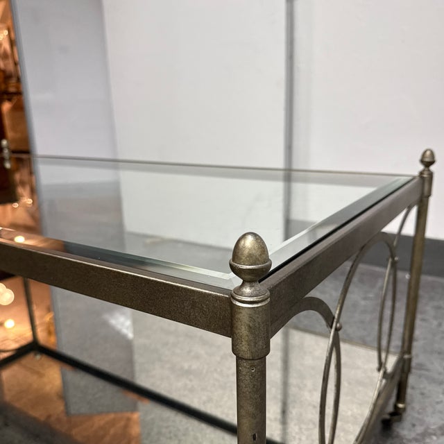 Brass Hollywood Regency Metal + Mirrored Glass Cocktail Table, Vintage For Sale - Image 8 of 12