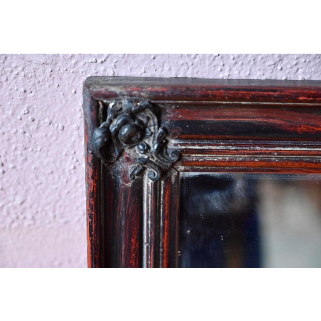 Antique Napoleon III Bohemian Mirror in Painted Faux Wood, 1940s For Sale - Image 3 of 8