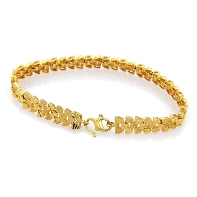 Contemporary Mid 20th Century 22k Gold Heart Link Bracelet For Sale - Image 3 of 5