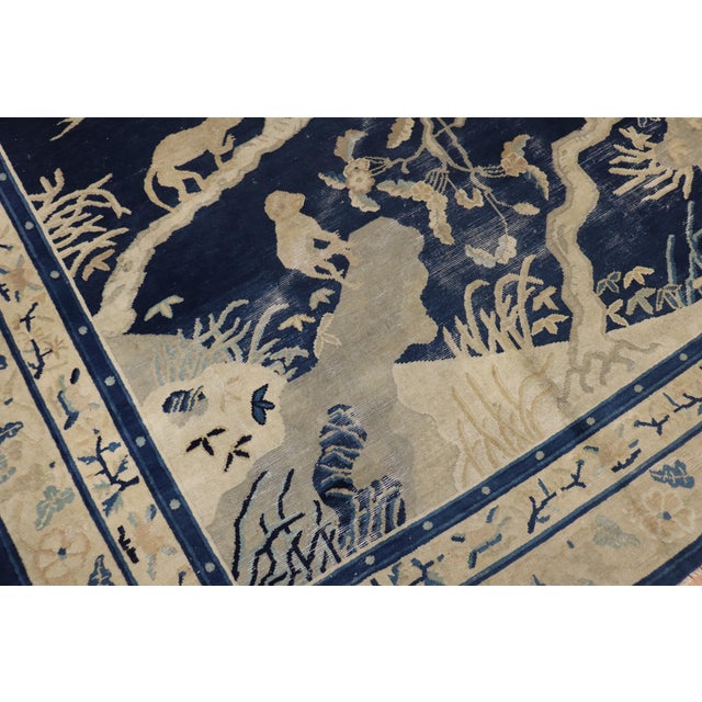 Textile 19th Century Zabihi Collection Monkey Pictorial Chinese Rug - 7' x 8'4" For Sale - Image 7 of 12