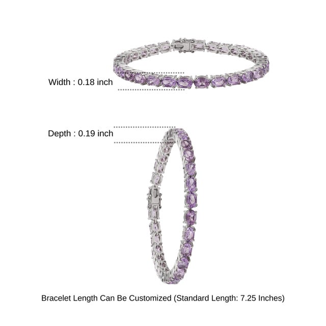 Hallmarked 925 Sterling Silver East West 13.65 Ct Oval Amethyst Tennis Bracelet For Sale - Image 11 of 13