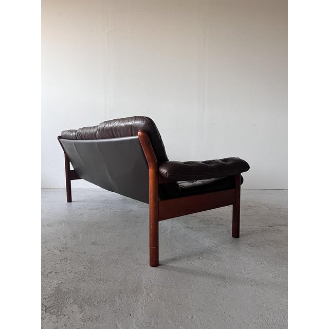 Brown Scandinavian Brown Leather Sofa from Ulferts Möbler, 1970s For Sale - Image 8 of 12
