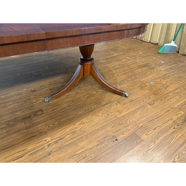 Traditional Oval Mahogany Double Pedestal Dining Table by Leighton Hall - Showroom Sample For Sale In Atlanta - Image 6 of 14