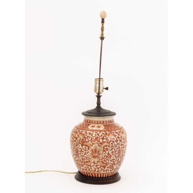 Wood Chinese Porcelain Ginger Jar Mounted as a Lamp For Sale - Image 7 of 8