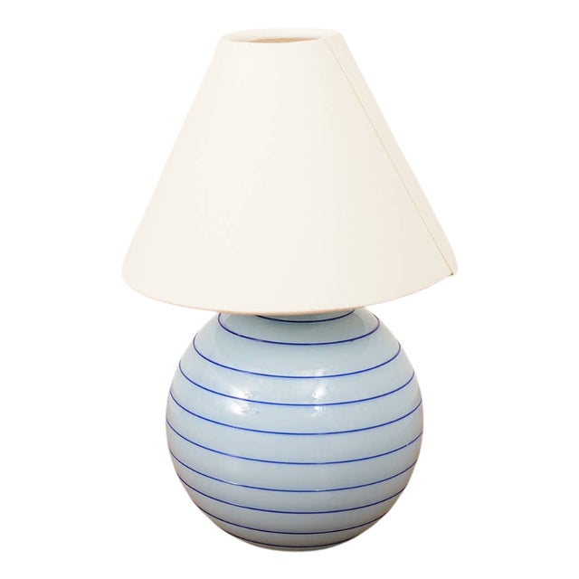 Table Lamp with Light Blue Glass Base For Sale