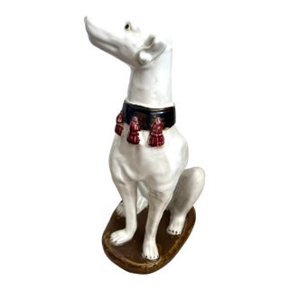 Mid Century Glazed Whippet Dog Statue For Sale