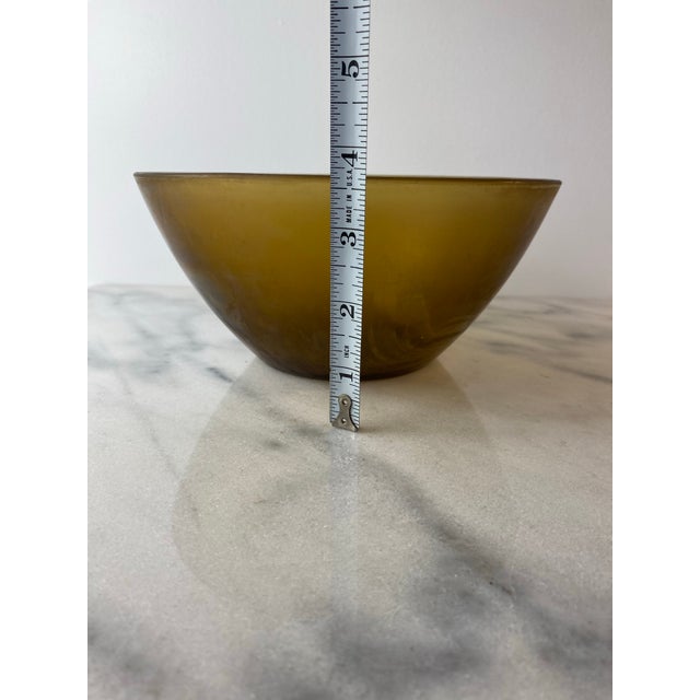 Vintage Arcopal France “Volcan” Frosted Amber Opaline Art Glass Bowl For Sale - Image 11 of 12