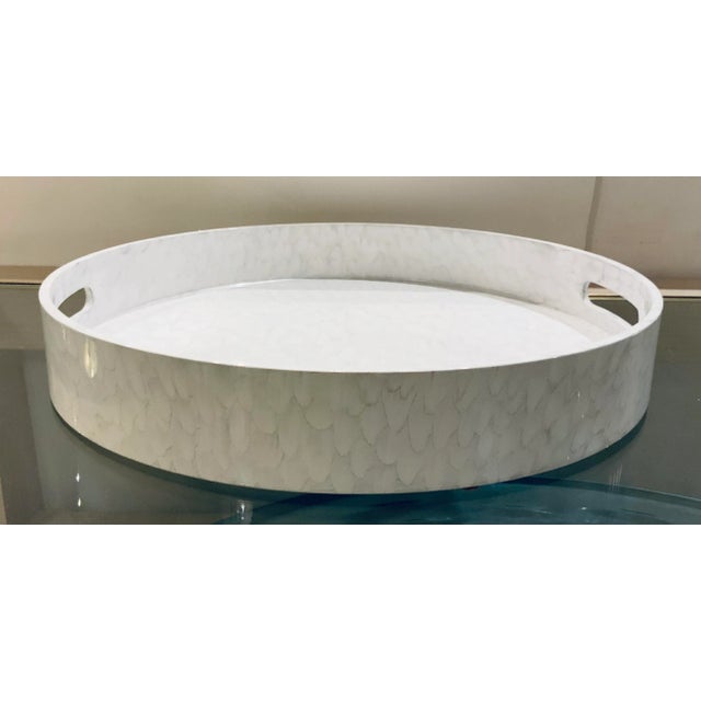2020s Modern Gray and Cream Lacquered Tray For Sale - Image 5 of 5