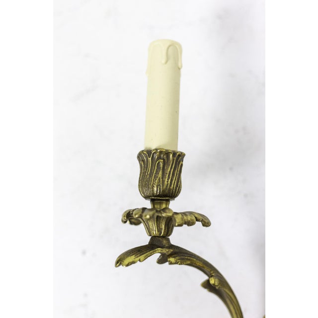 Louis XV Style Wall Sconces in Gilt Bronze, 1950s, Set of 2 For Sale - Image 3 of 7