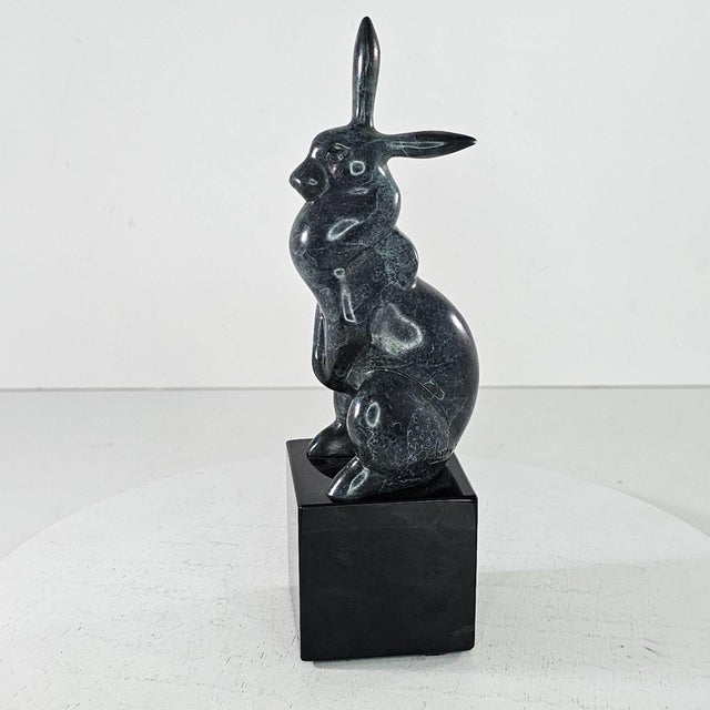 Tim Cherry Bronze Rabbit Hare Sculpture 70/75 Limited Edition Black Base 7.25" • Bronze rabbit sculpture • Limited edition...